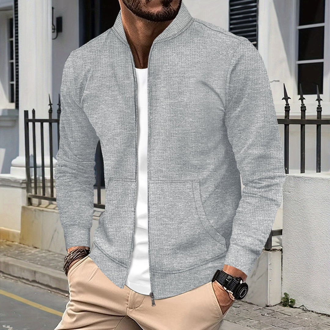 Drune | Zip Jacke Sportliche Passform Strukturierter Stoff Rippkanten Fronttaschen