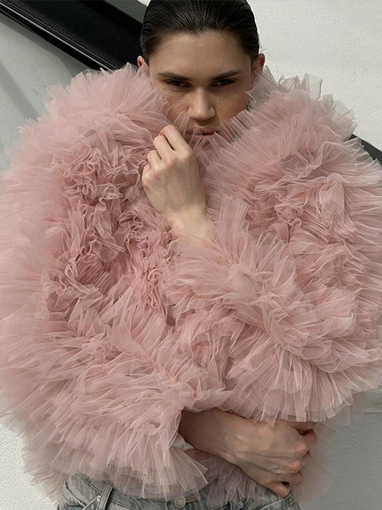 Damen Voluminöse Tülljacke Drune