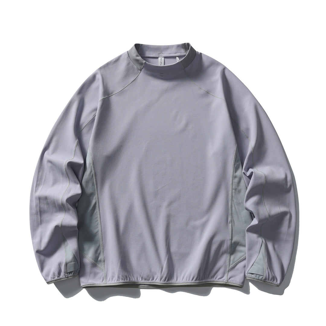 Unisex technisches Mockneck-Longsleeve mit Raglannähten, Kontrast-Einsätzen und elastischem Saum Drune