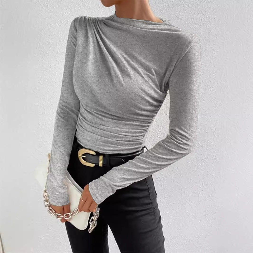 Damen Langarmshirt mit raffiniertem Drapé-Design Drune