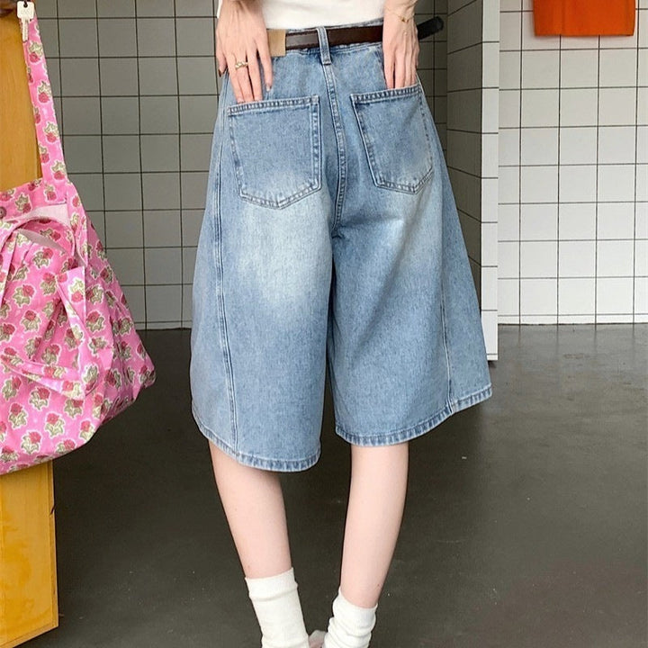 Damen weite Denim-Shorts im modernen Design mit praktischen Taschen Drune