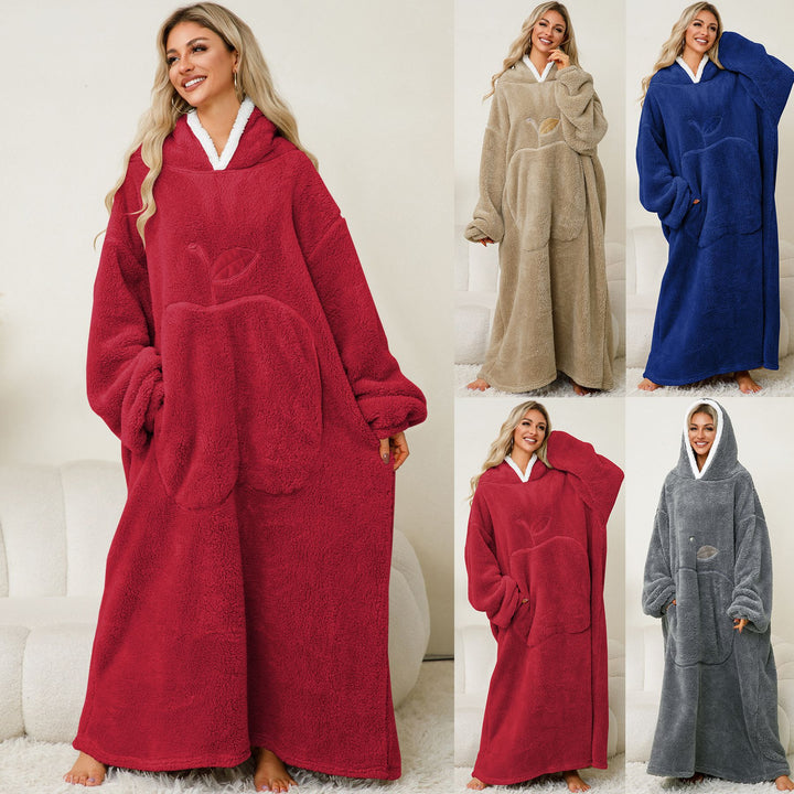 Damen Kuscheliger Hoodie-Decke mit großen Taschen und kontrastierendem Innenfutter Drune
