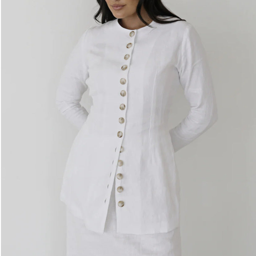 Damen Elegantes und Modisches Langarm-Kleid mit Krawattenverschluss Drune