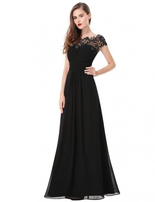 Damen Elegantes Abendkleid mit feiner Spitze und fließendem Rock Drune