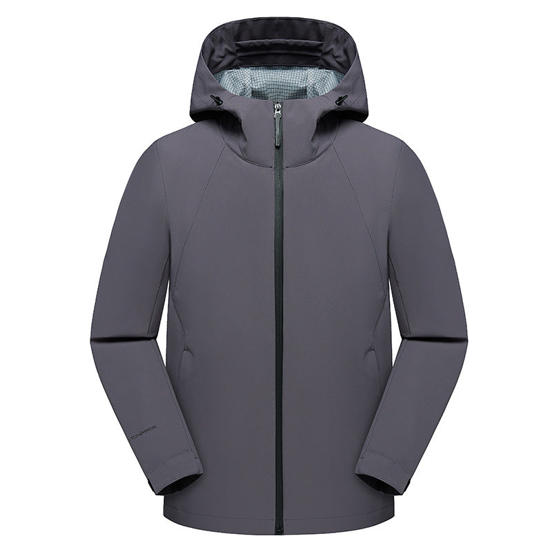 Herren dreilagige Softshell-Kapuzenjacke mit nahtversiegelter Wetterschutzmembran und ergonomischem Schnitt Drune