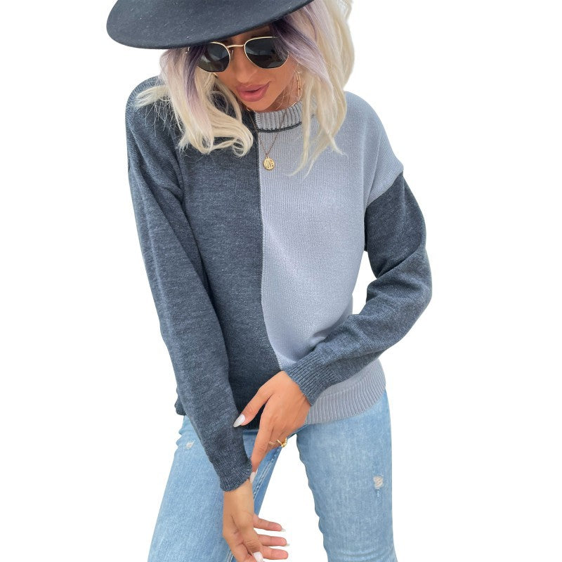 Damen Strickpullover im Colorblock‑Design mit Rundhalsausschnitt und lockerer Oversize‑Passform Drune