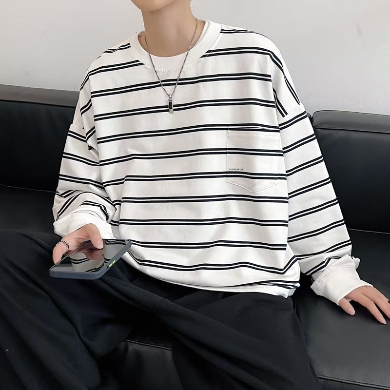 Herren Lässiges Langarmshirt mit eleganter Streifenoptik Drune
