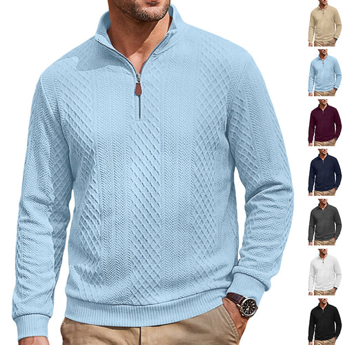 Herren Strickpullover mit halbem Reißverschluss und strukturierter Zopfoptik Drune