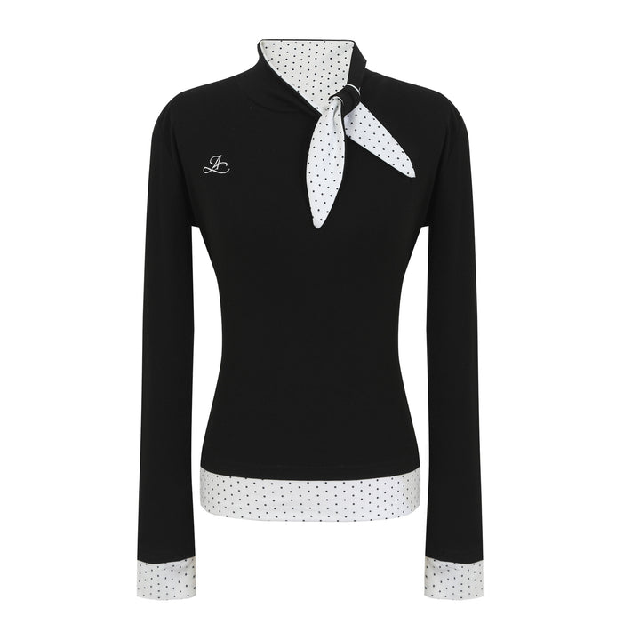 Damen Langarmshirt mit elegantem Kragen und gemustertem Unterkragen Drune