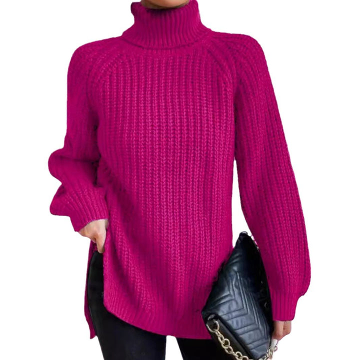 Damen Grobstrickpullover mit hohem Kragen und strukturiertem Muster Drune