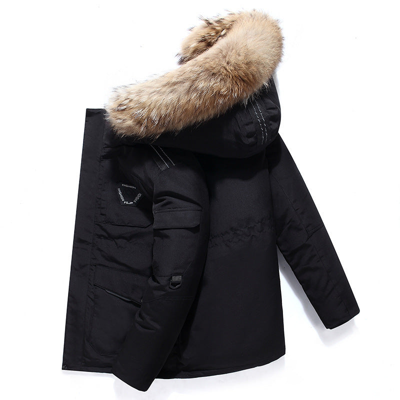 Herren Winterparka mit abnehmbarer Kunstfellkapuze, Thermoisolierung und Utility‑Taschen Drune