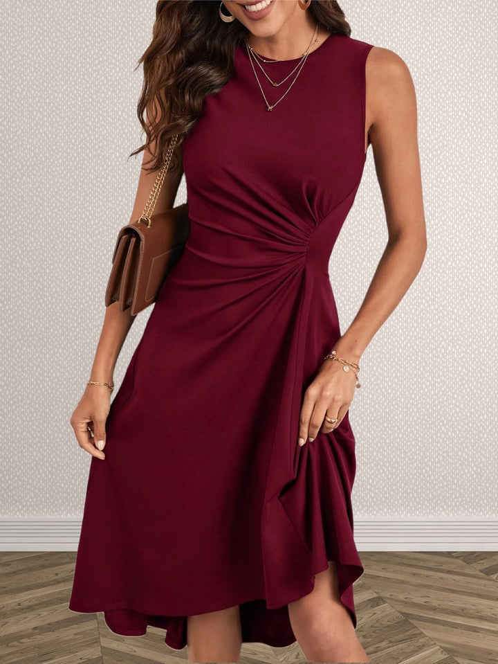 Damen Elegantes Wickelkleid mit asymmetrischem Saum und Raffung Drune
