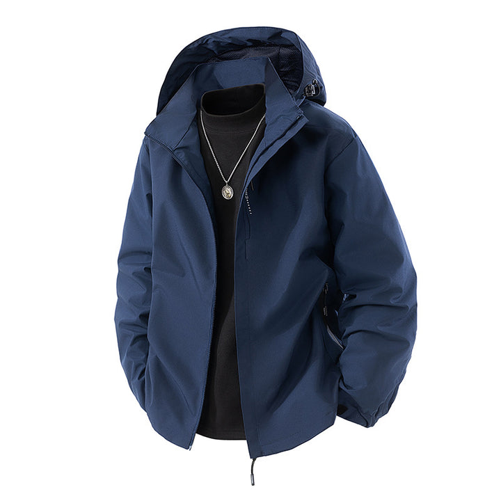 Herren Wasserabweisende Outdoor-Jacke mit Kapuze, winddichter Membran und verstellbarem Saum Drune