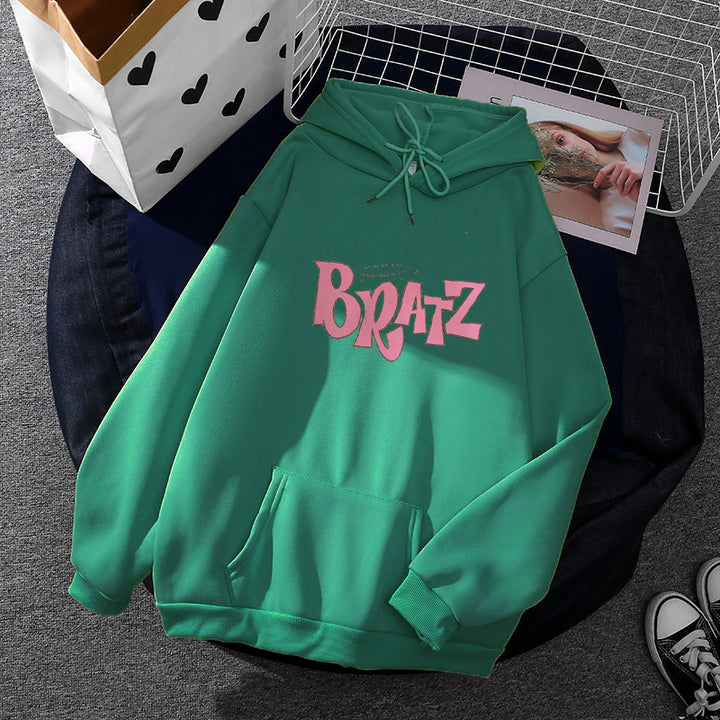 Damen nan lässiger Kapuzenpullover im Oversized-Schnitt mit Lettering-Grafik und Kängurutasche Drune