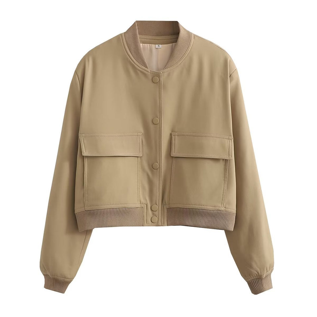 Damen Kurzblouson im Utility‑Stil mit Klappentaschen und Rippbündchen Drune