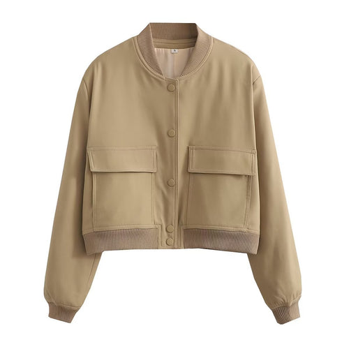 Damen Kurzblouson im Utility‑Stil mit Klappentaschen und Rippbündchen Drune