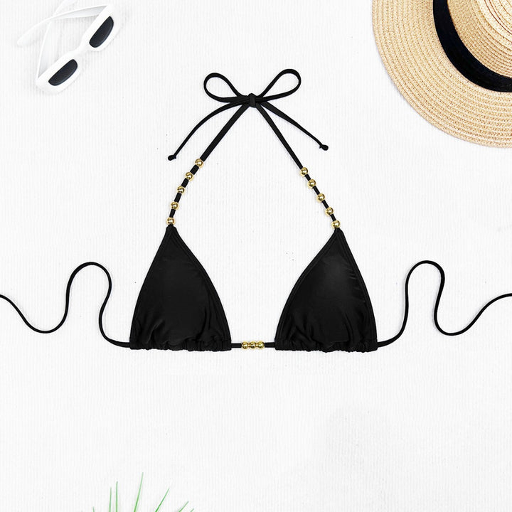 Damen Triangel-Bikini mit dekorativen goldfarbenen Akzenten Drune