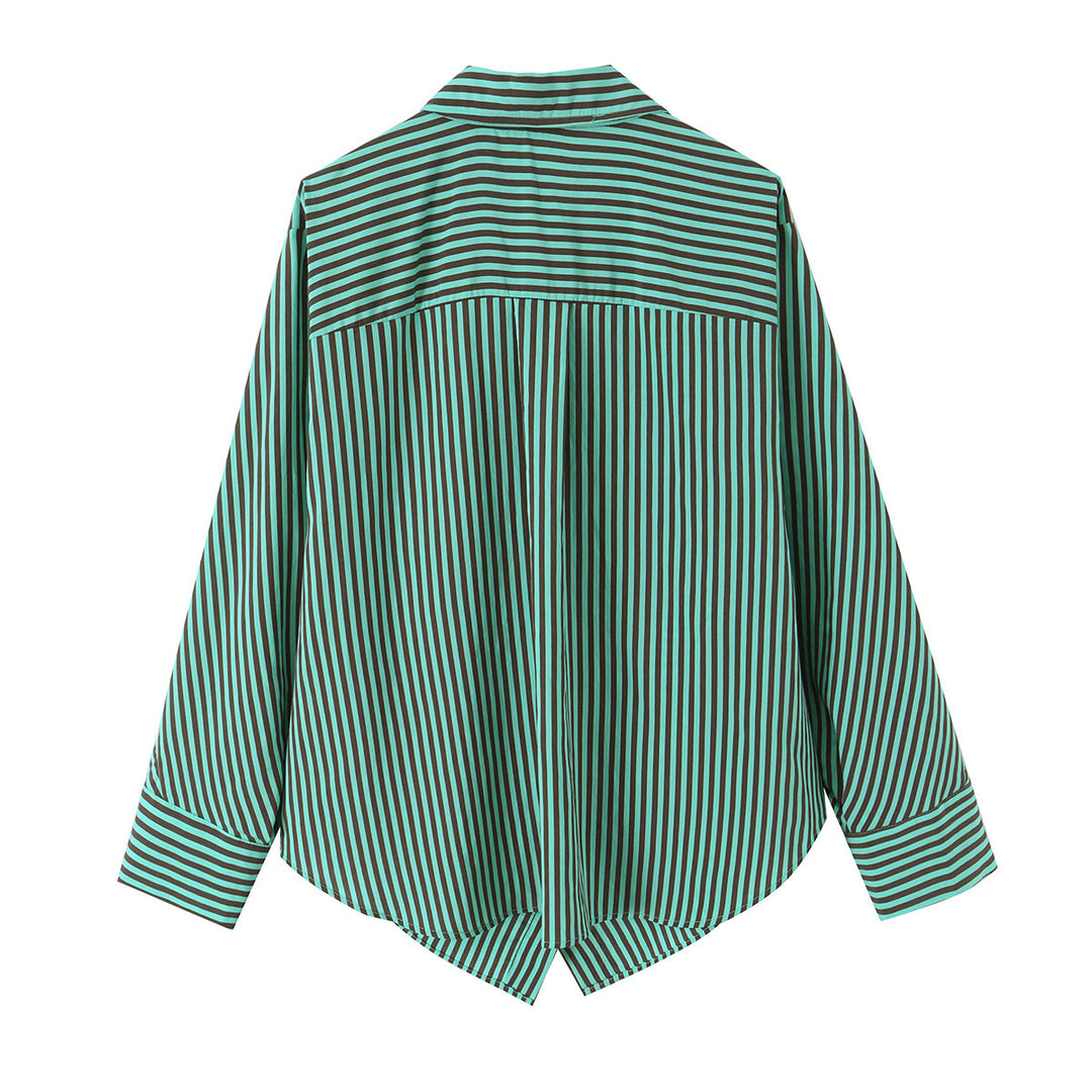 Damen Oversize-Hemdbluse mit asymmetrischem Saum und diagonalem Taschen-Detail Drune