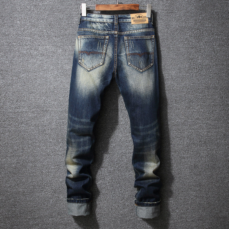Herren Zerrissene Denim-Jeans mit lässigem Schnitt Drune
