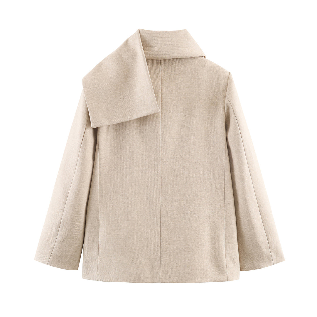 Damen nan eleganter Wollmix-Mantel mit großem Schalkragen und integriertem Schal Drune