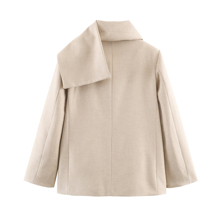 Damen nan eleganter Wollmix-Mantel mit großem Schalkragen und integriertem Schal Drune