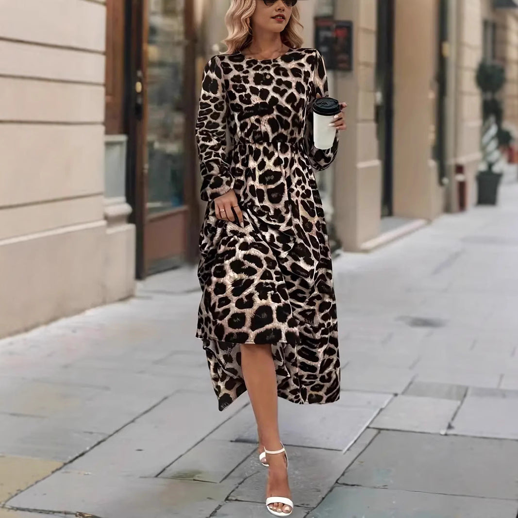 Damen Maxikleid mit modernem Leopardenmuster Drune