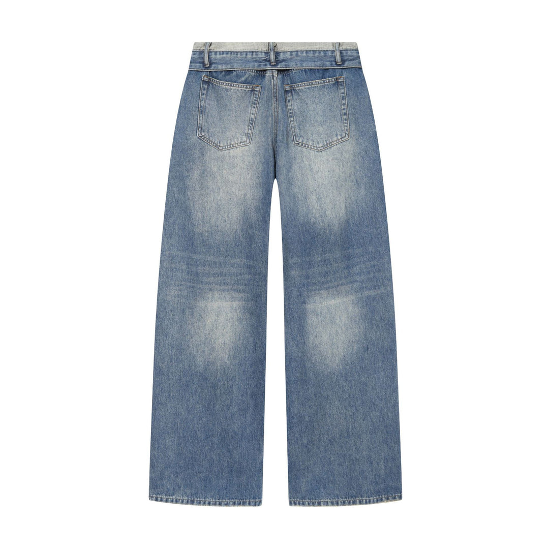 Damen nan Highwaist Jeans mit weitem Bein, Destroyed‑Details und ausgefranstem Saum Drune