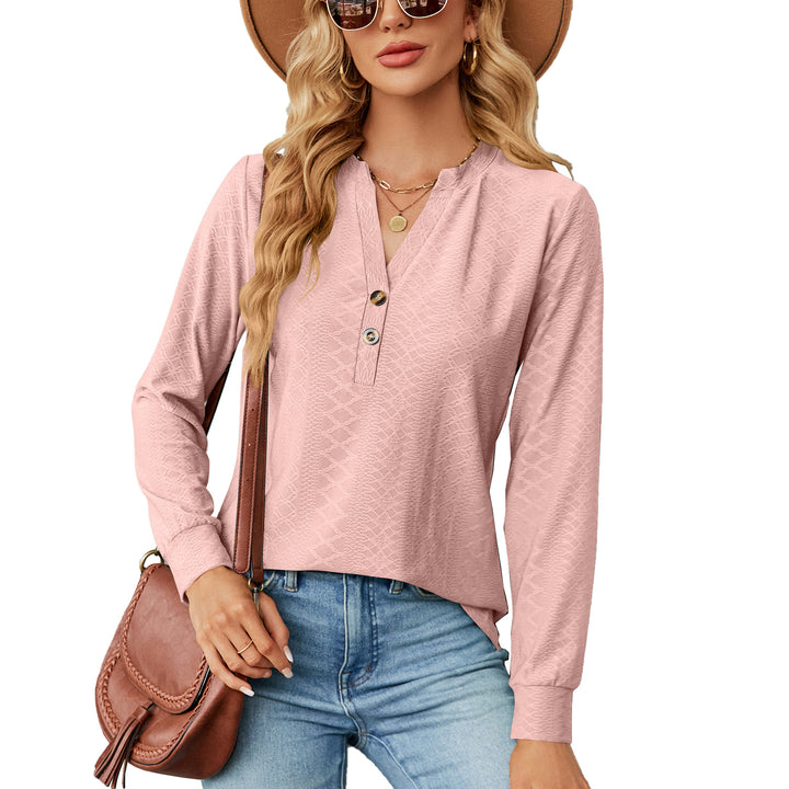 Damen Langarmshirt mit modischem Henley-Ausschnitt und strukturiertem Design Drune