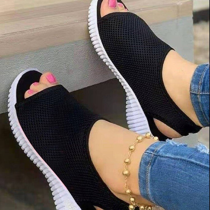 Damen nan atmungsaktive Netzstoff-Sandalen mit offener Zehenpartie und flexibler Fersenlasche Drune