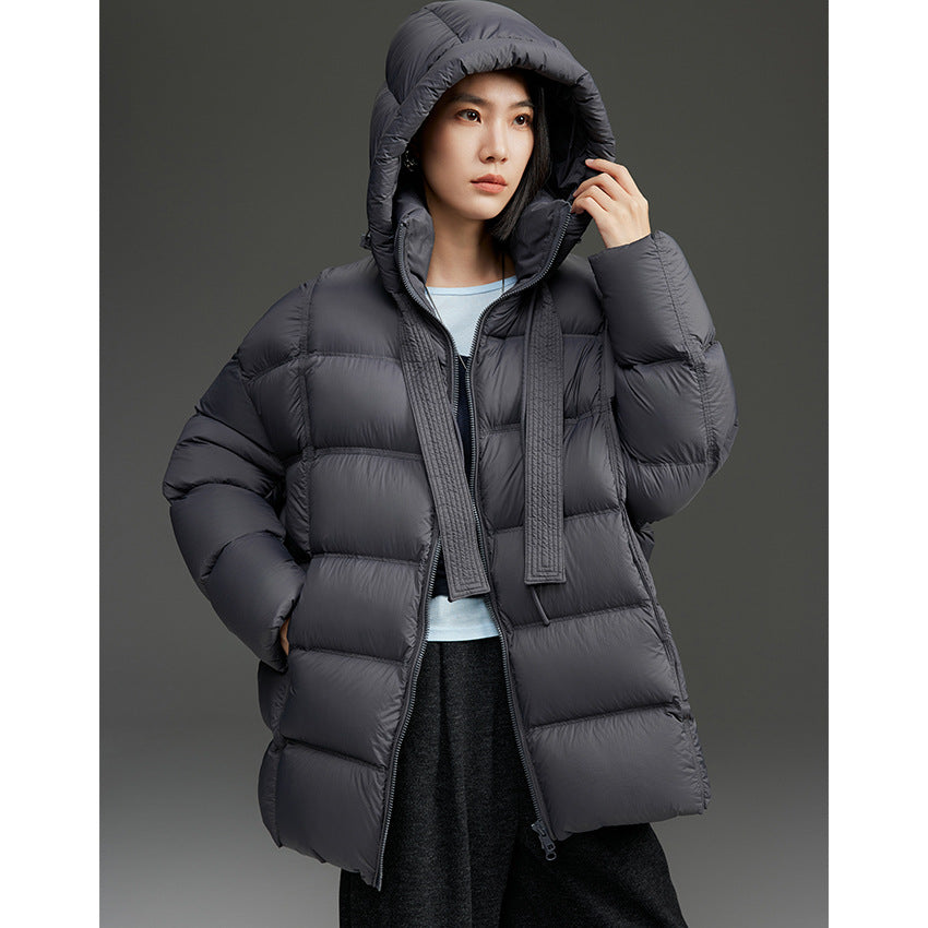 Damen Steppige wärmende Daunenjacke mit Kapuze und weiter Silhouette Drune
