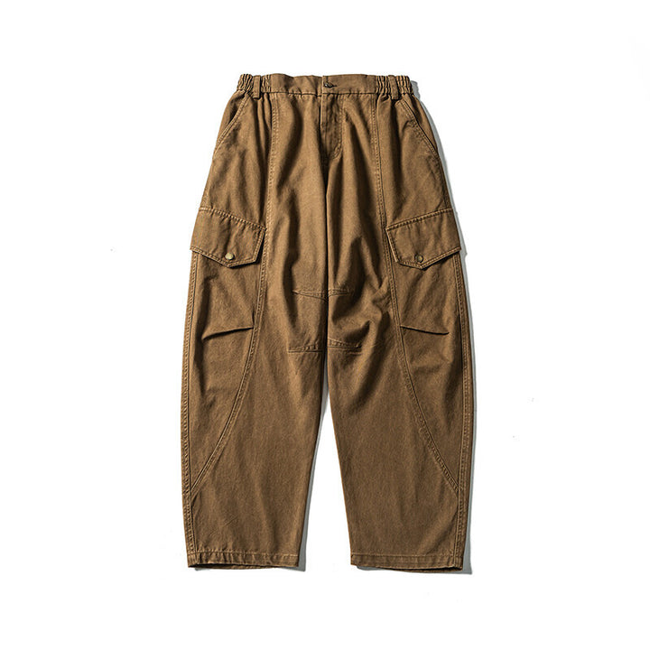 Herren Lässige Workwear-Cargohose mit Gummibund und aufgesetzten Klappentaschen Drune