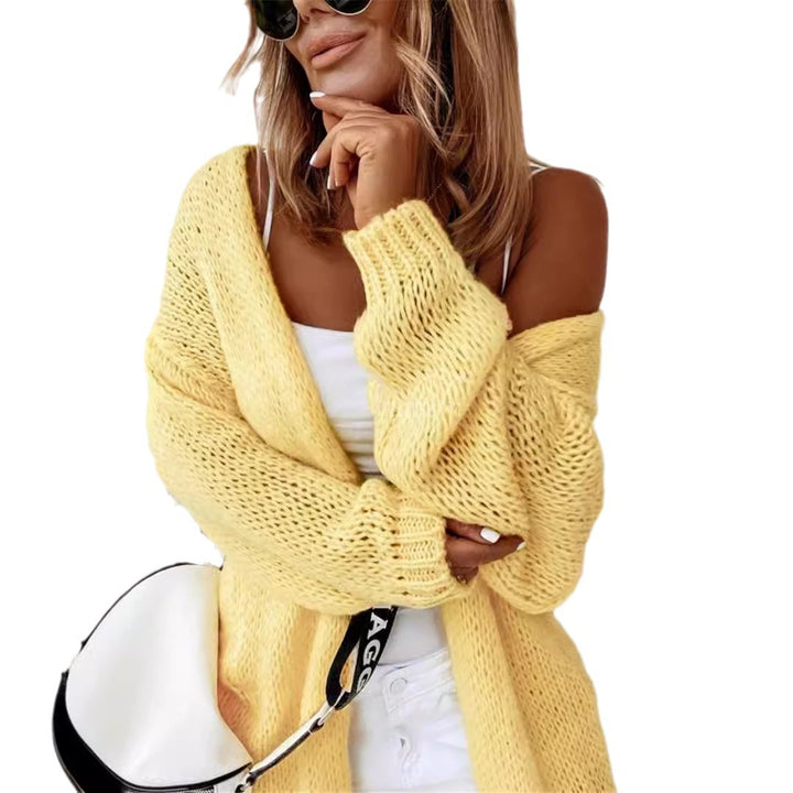 Damen Grober Strickcardigan mit voluminösen Ärmeln und offener Front Drune