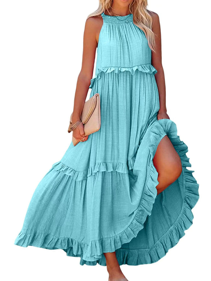 Damen Maxikleid mit Rüschendetails und luftiger Silhouette Drune