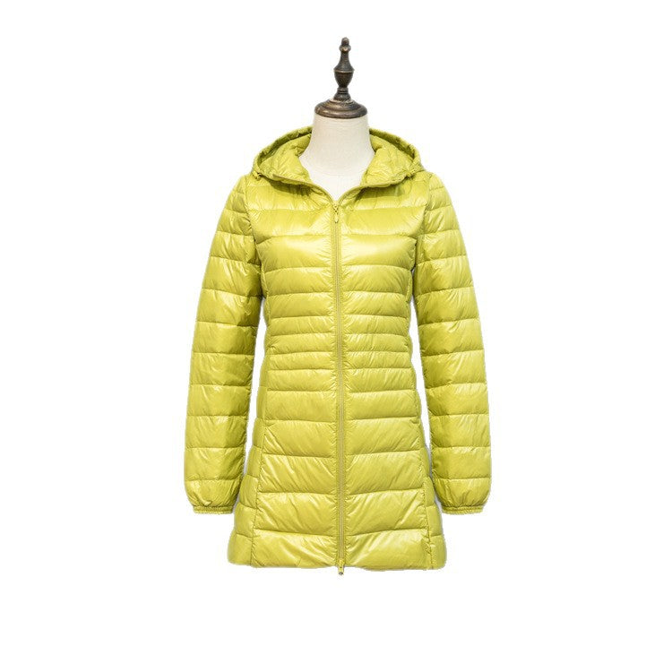 Damen Leicht gesteppte Langjacke mit Kapuze und schlanker Silhouette Drune