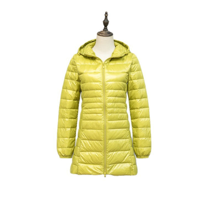 Damen Leicht gesteppte Langjacke mit Kapuze und schlanker Silhouette Drune