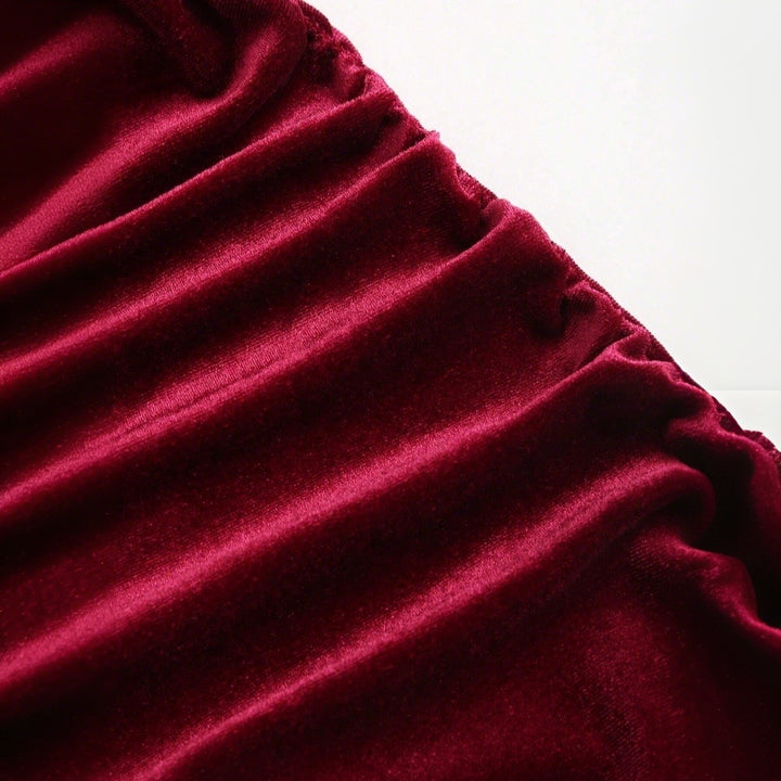 Damen Elegantes Samt-Maxi-Kleid mit figurbetontem Schnitt und raffinierten Raffungseffekten Drune