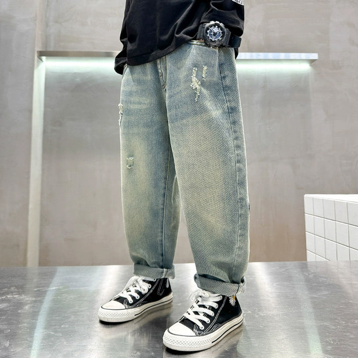 Unisex trendige Baggy-Jeans mit kreativen Stickereien Drune