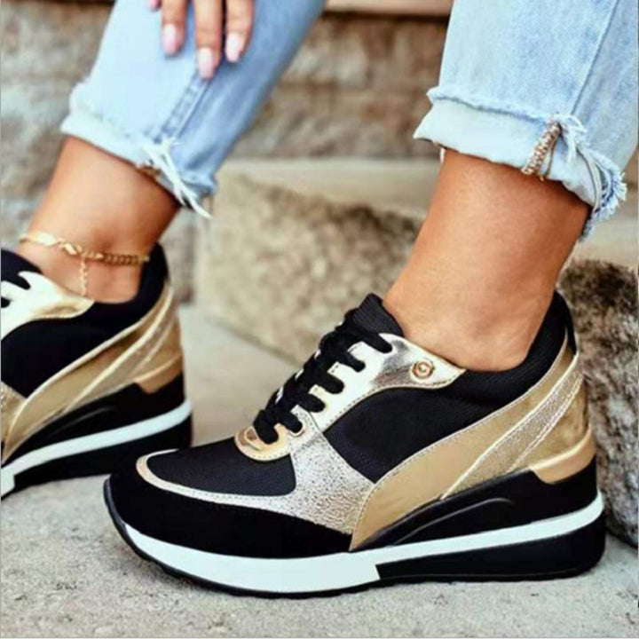 Damen Modische Sneaker mit edlem Metallic-Detail und sportlicher Sohle Drune