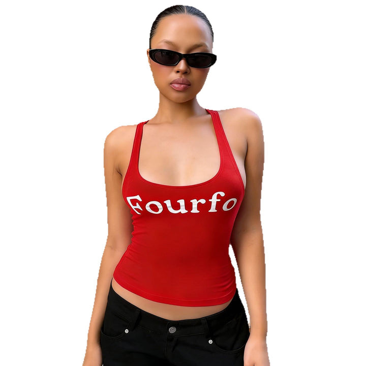 Damen Tanktop mit sportlichem Schnitt und großem Print Drune