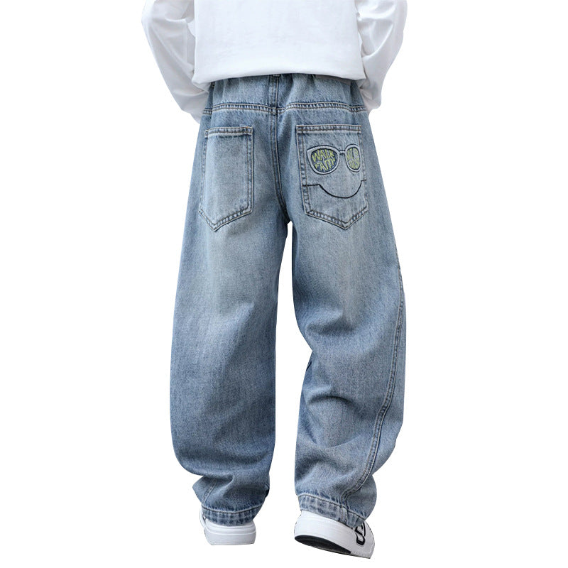 Unisex weite Denim-Hose mit speziellen Taschen Drune