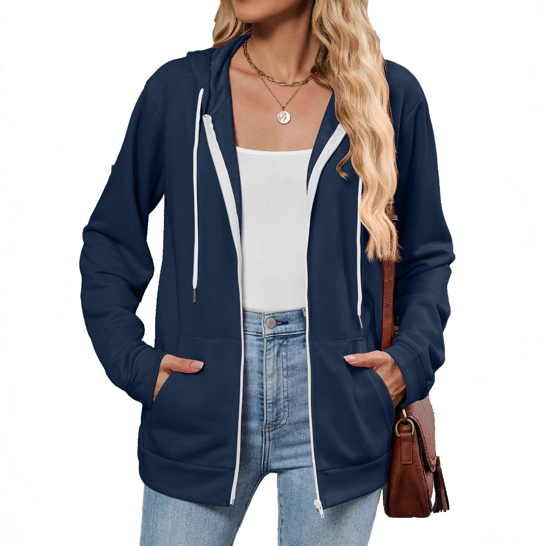 Damen Kapuzenjacke mit seitlichen Eingrifftaschen und kontrastierenden Reißverschlüssen Drune