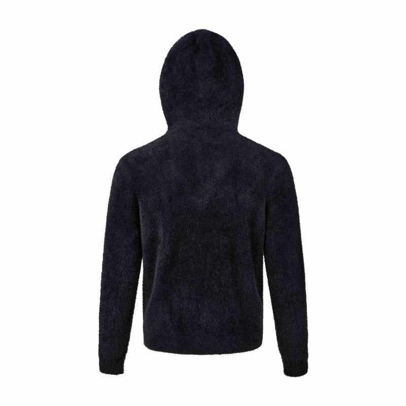 Damen Kapuzen-Fleecejacke aus Teddystoff mit Leopardenmuster und Reißverschluss Drune