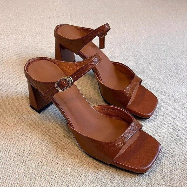 Damen Slingback Sandalen mit modischem Blockabsatz und elegantem Riemendesign Drune