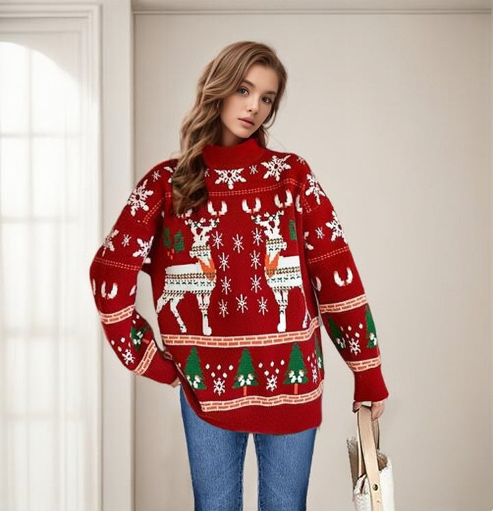 Damen Weihnachtspullover mit festlichem Motiv aus hochwertiger Baumwolle Drune