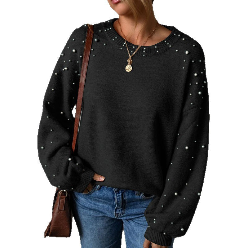 Damen Strickpullover mit Perlendetails Drune