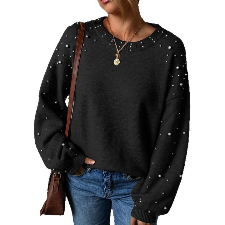 Damen Strickpullover mit Perlendetails Drune