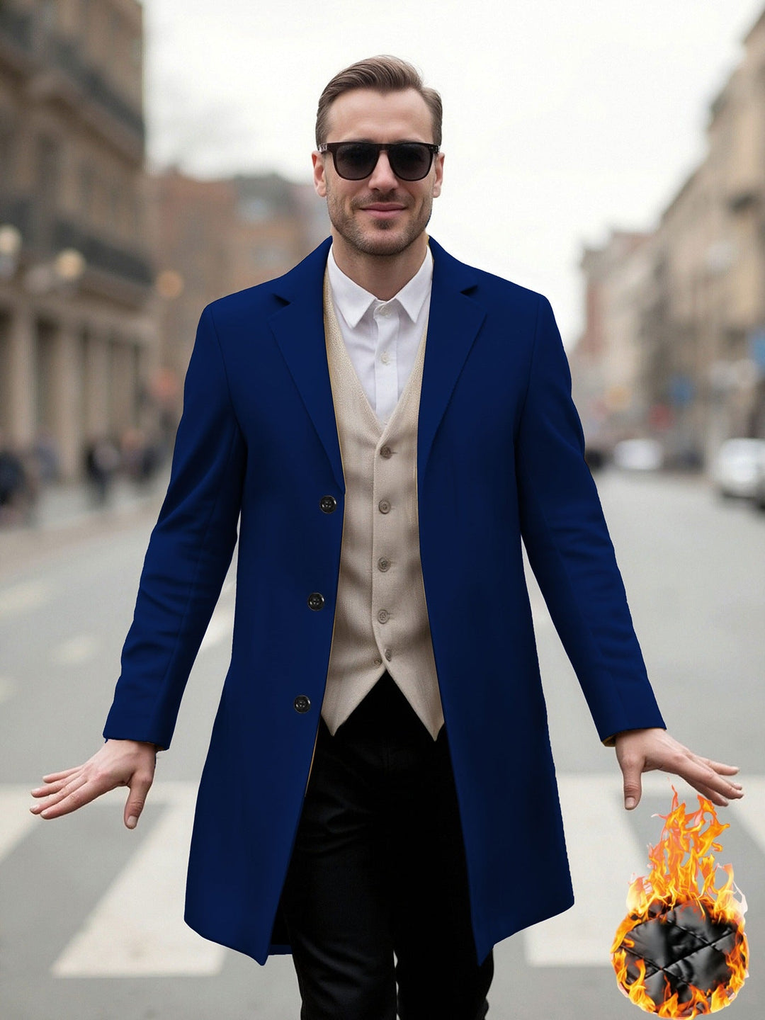 Herren eleganter Langmantel mit modernem Schnitt und optimalem Tragekomfort Drune