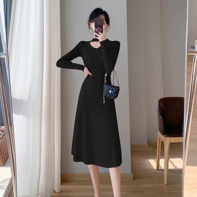 Damen Strickkleid mit modischem Wickeldesign und elegantem Cut-Out Drune