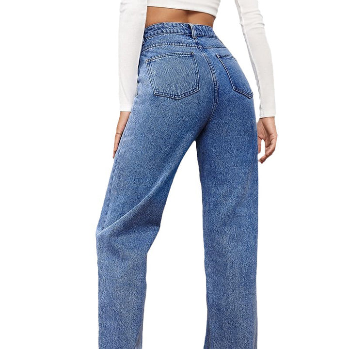 Damen Hoch geschnittene weite Jeans im Vintage-Stil Drune