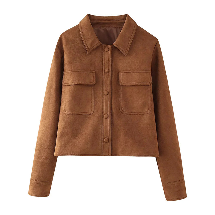 Damen modische Jacke im Vintage-Stil mit praktischen Taschen Drune
